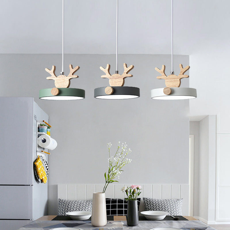 Valentina Suspension Rond Mignon Moderne Métal/Bois Vert/Noir Salle à manger - Neutralighting