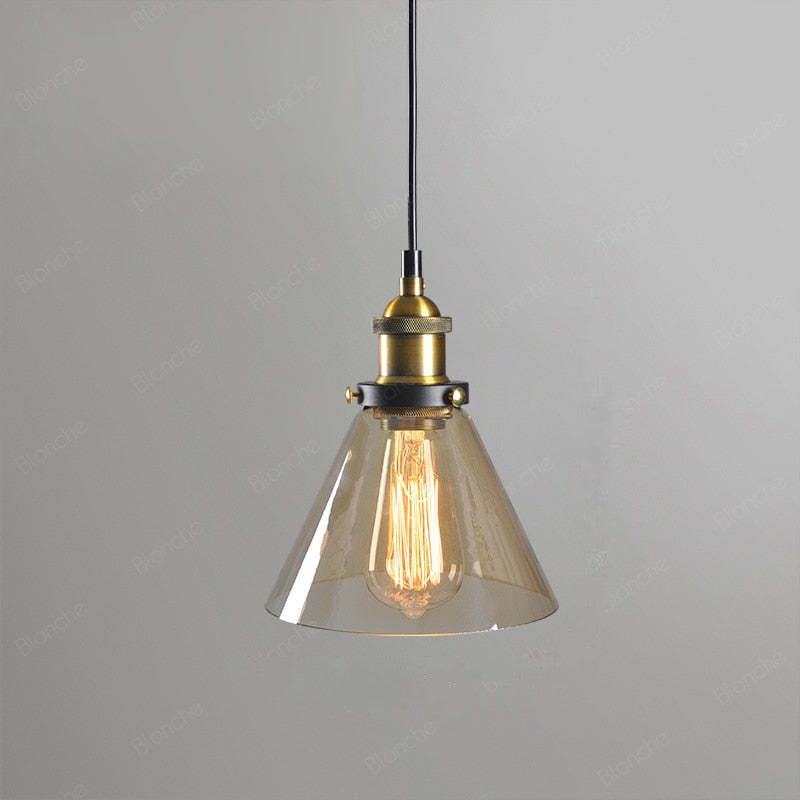 June suspension Industriel en Verre. Clair/Ambre/Gris Fumé - Neutralighting