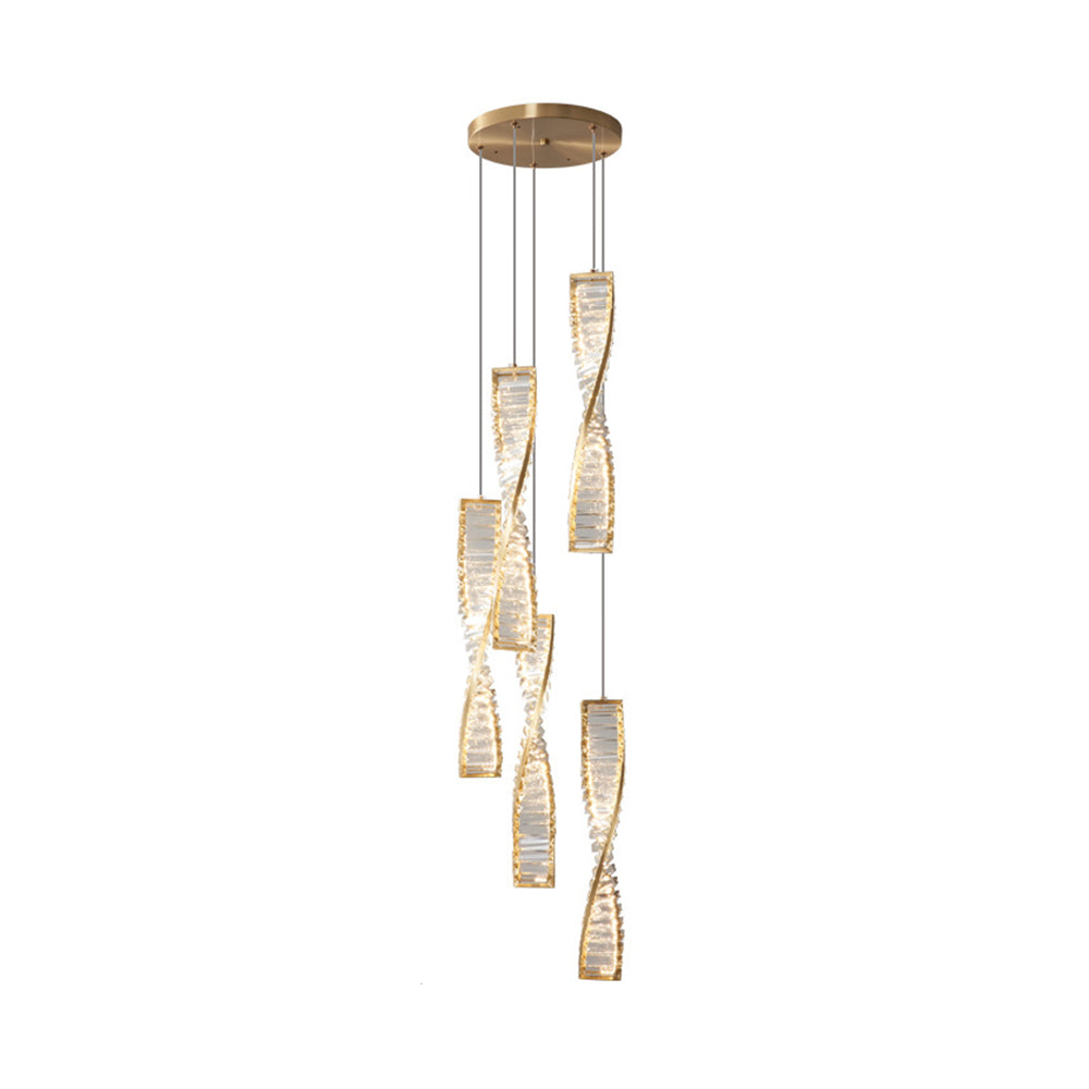 Kristy Suspension Carrée Moderne, Métal/Cristal, Noir/Or, Chambre à Coucher/Bar