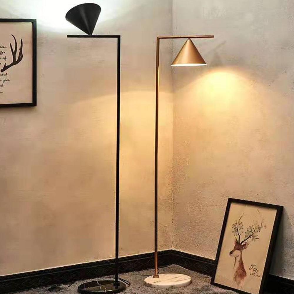 Arisha Lampadaire Géométrique Moderne, Marbre, Noir/Or, Salon - Neutralighting