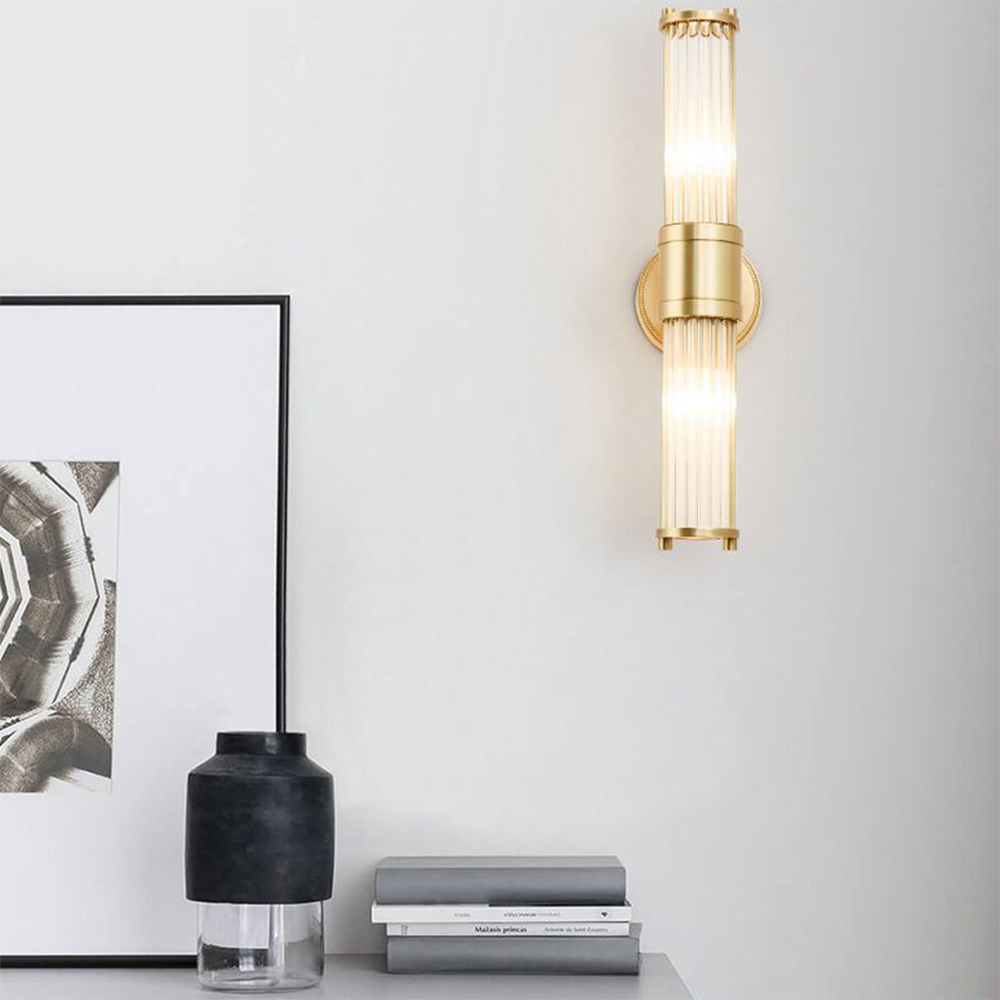 Tyra LED Applique Murale Cylindrique Vintage Métal/Verre Or - Neutralighting
