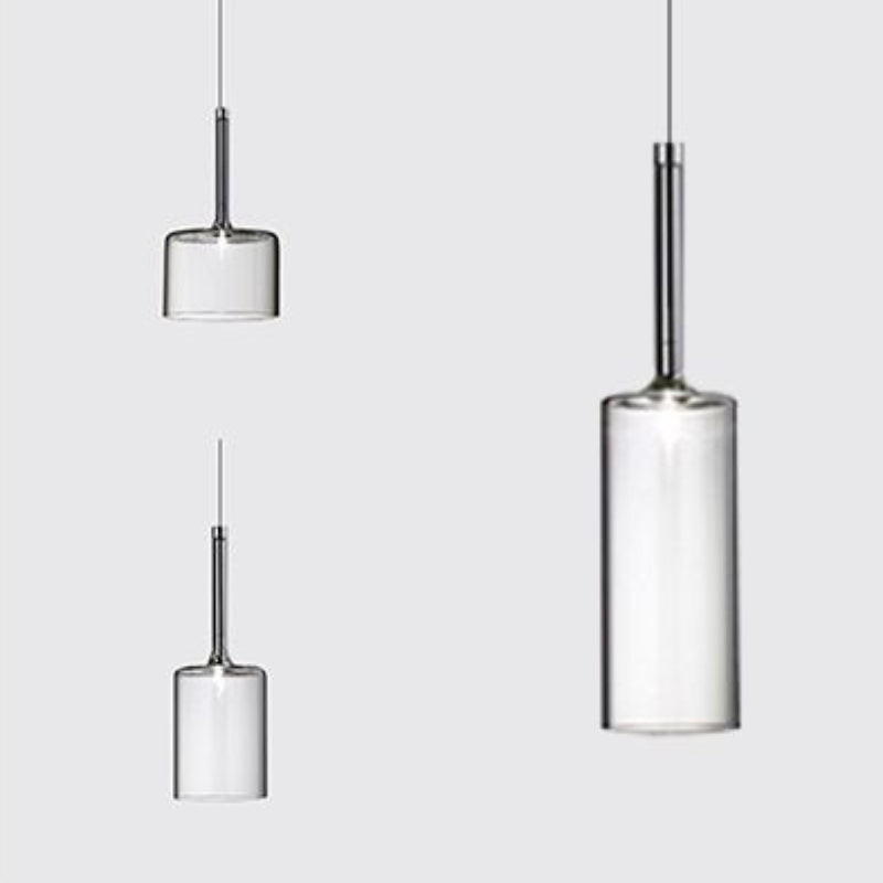 Priya Lustre Suspension Moderne Minimaliste Verre Clair/Gris Bar - Neutralighting