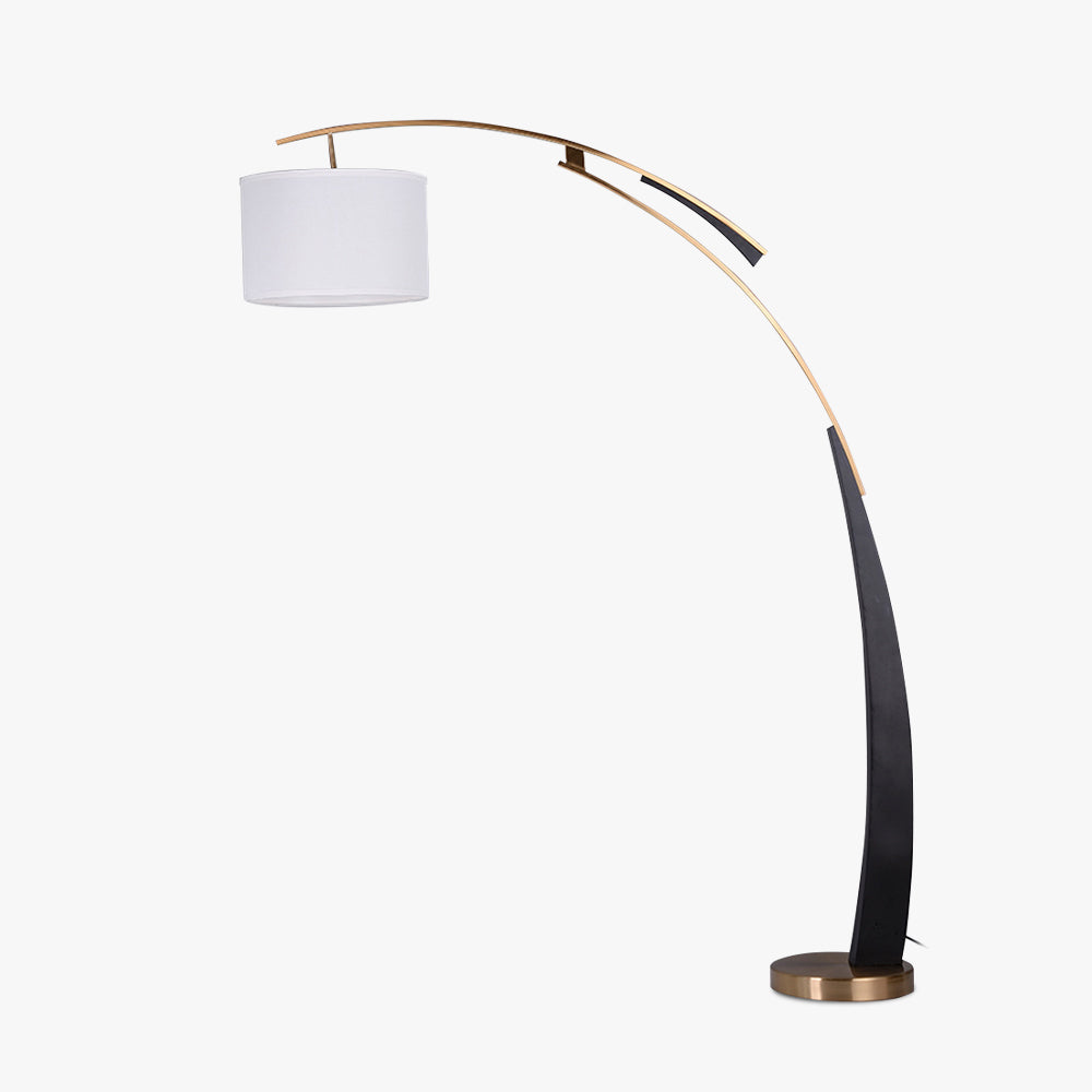 Mira Design Italien Lampadaire Arc Moderne Métal/Tissu Noir/Doré Salon - Neutralighting