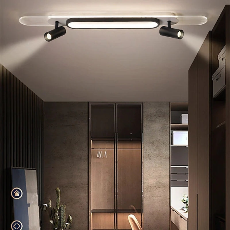 Aim Plafonnier Ovale Moderne, Métal/Acrylique/Gel de Silice, Noir/Blanc, Salon - Neutralighting