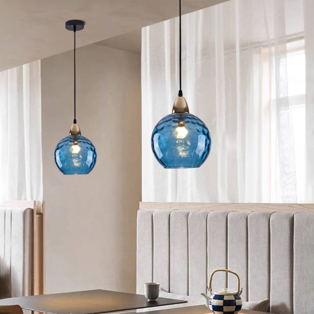 Water Ripple Suspension Boule Moderne Verre Rouge/Vert/Bleu Salon - Neutralighting