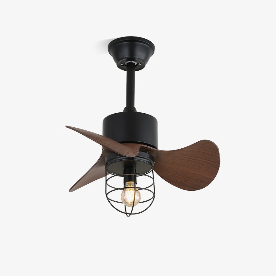 Plafonnier ventilateur industriel Daxon, Modèle A, avec cage et pales métalliques.