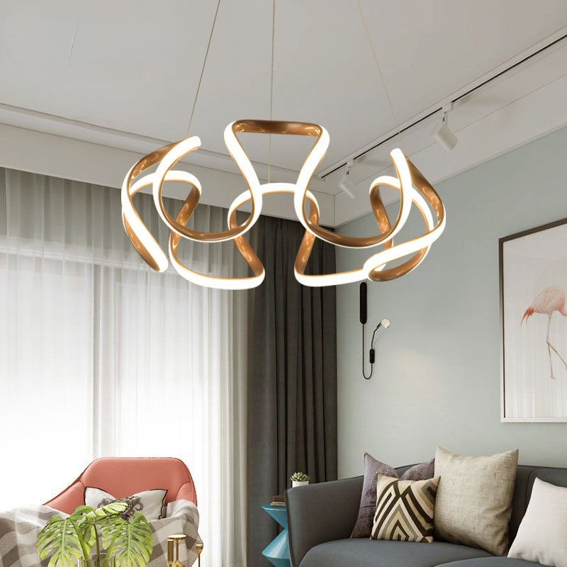 Clyra Suspension Linéaire Moderne Doré/Café/Gris. Salon - Neutralighting