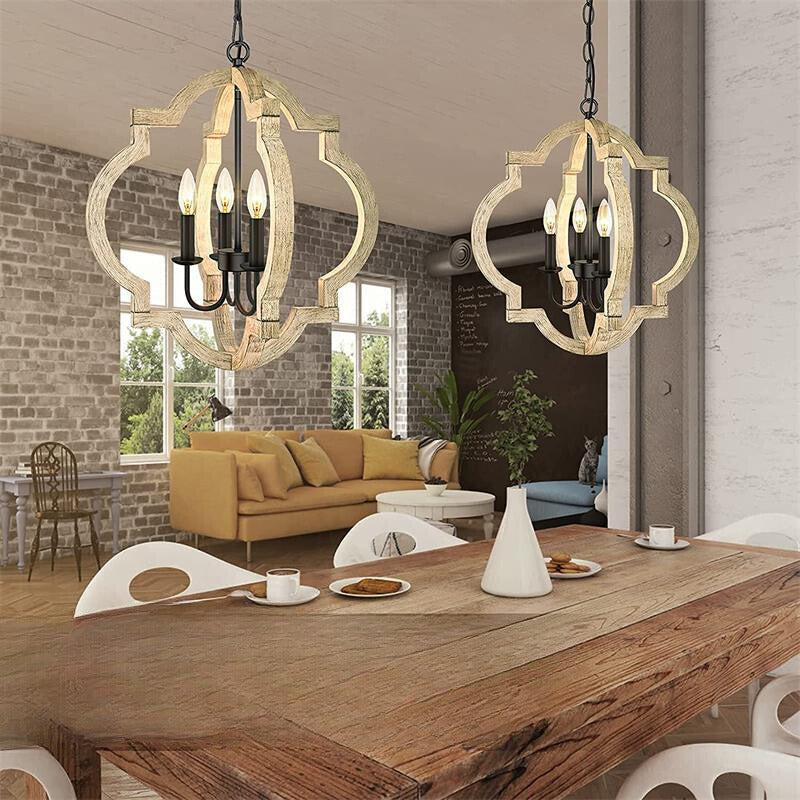 Silva Vintage LED Lustre Métal/Bois Salon/Chambre À Coucher