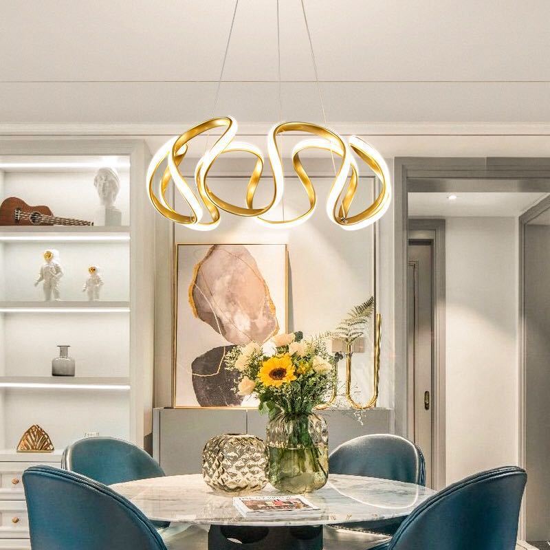 Clyra Suspension Linéaire Moderne Doré/Café/Gris. Salon - Neutralighting