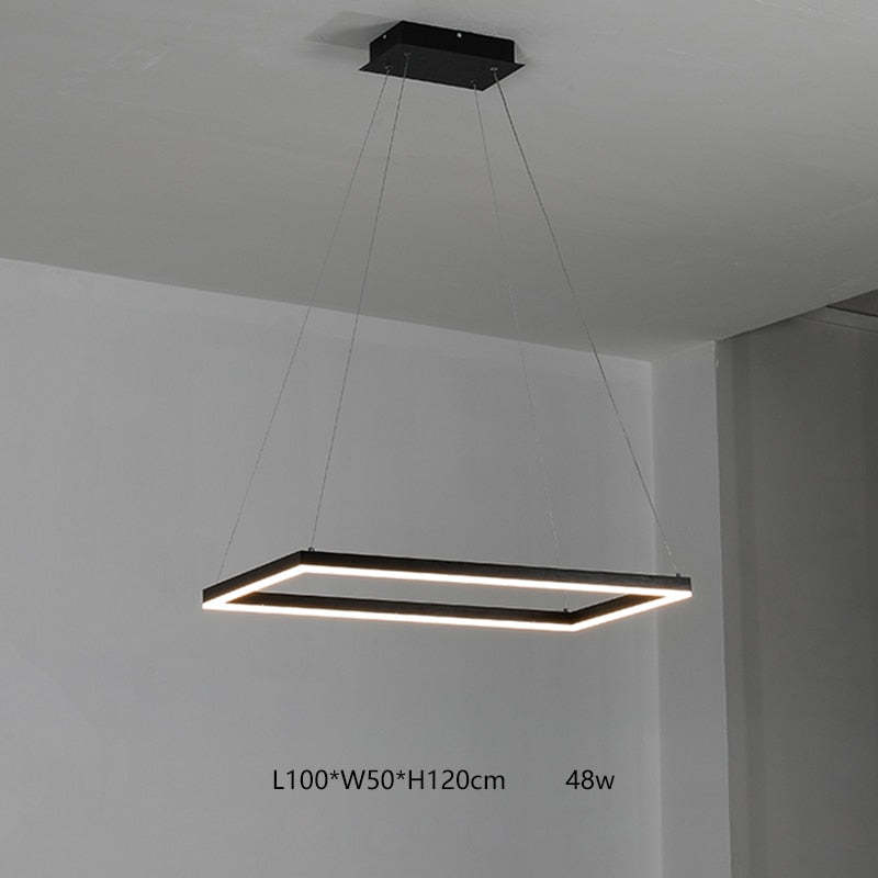 Arisha Suspension Rectangulaire Nordique, Métal/Acrylique, Noir, Chambre à Coucher/Salon - Neutralighting