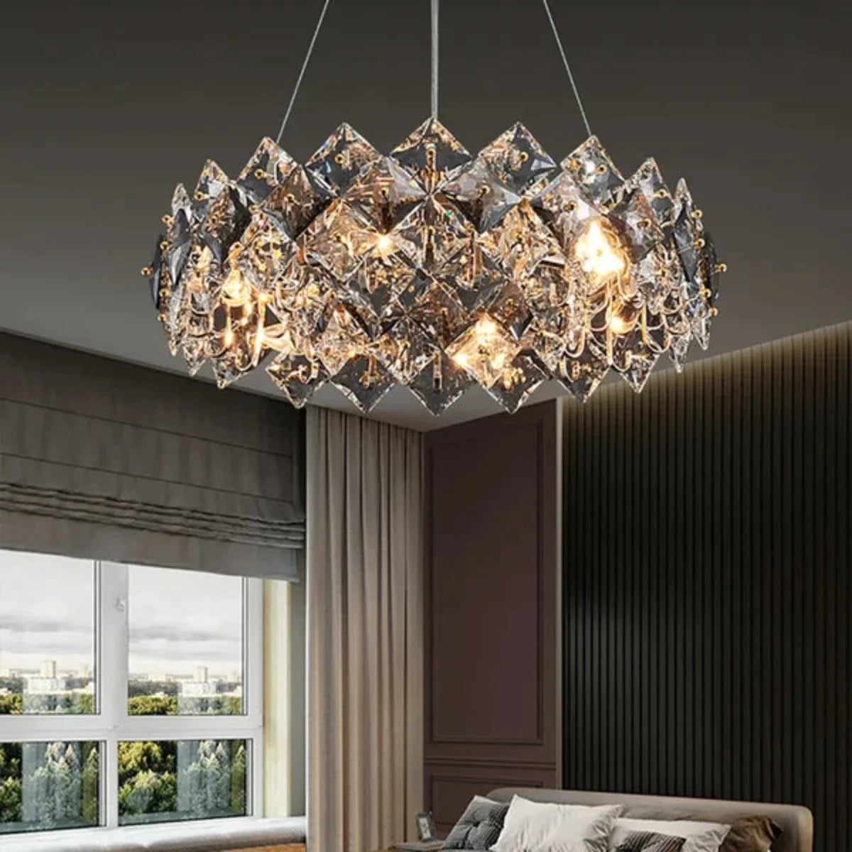 Kristy Cristal Moderne Lustre 6 Lumières Salon/Chambre à Coucher