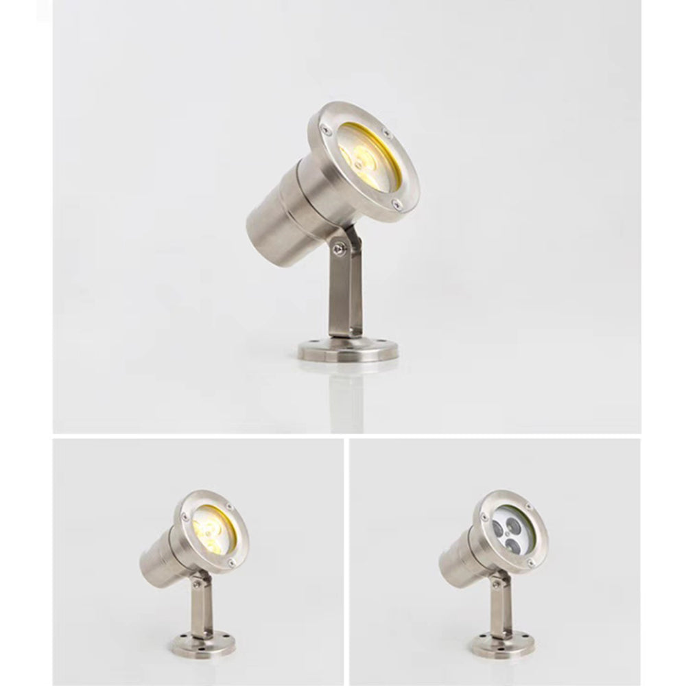 Ray Spot de Bassin Cylindre Moderne, Métal/Verre, Argent, Jardin - Neutralighting
