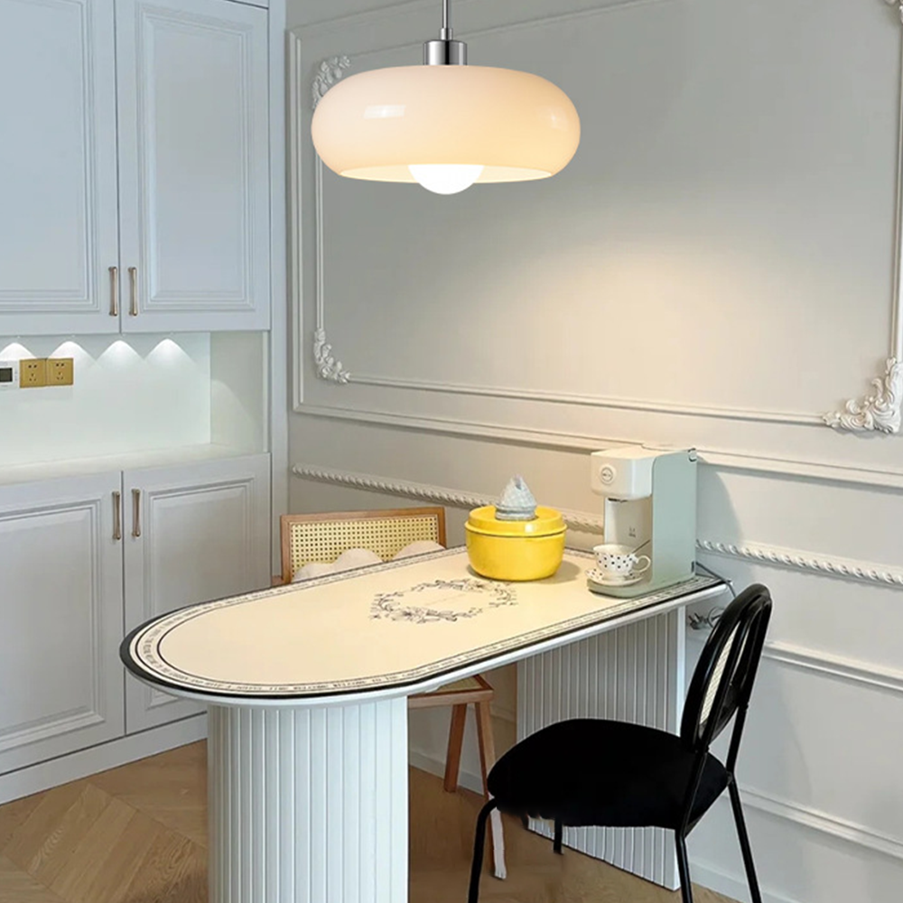Charlotte Suspension Dôme Moderne Verre. Blanc/Orange. Salle de Bain - Neutralighting