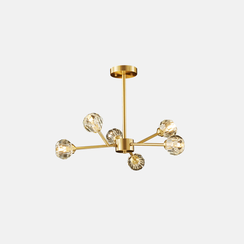 Valentina Luminaires Suspensions Multi Balle Moderne Cuivre/Cristal Noir/Doré Salon/Salle à Manger
