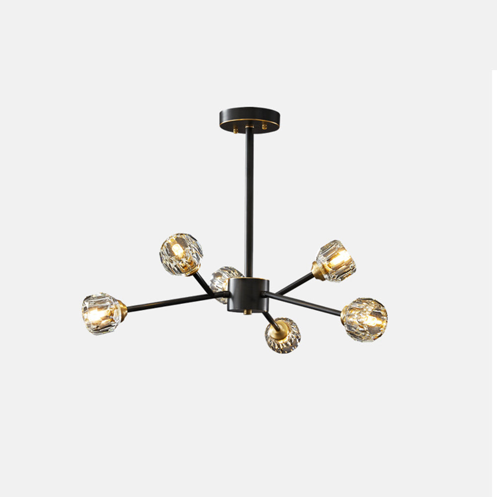 Valentina Luminaires Suspensions Multi Balle Moderne Cuivre/Cristal Noir/Doré Salon/Salle à Manger