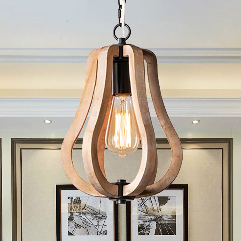 Silva Sphère Vintage LED Suspension Métal Bois Salon Salle à manger - Neutralighting