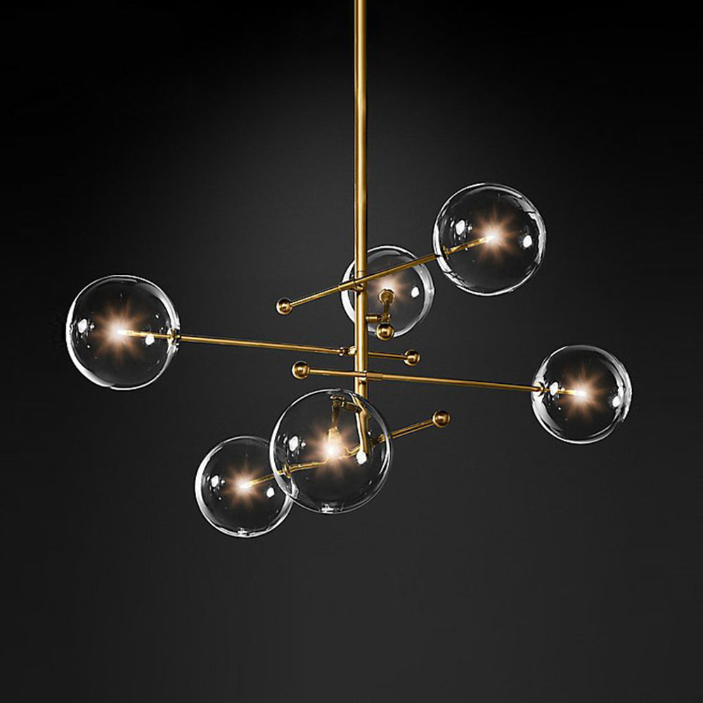 Valentina Lustre Multi Moderne, Métal/Verre, Noir/Doré, Salon - Neutralighting