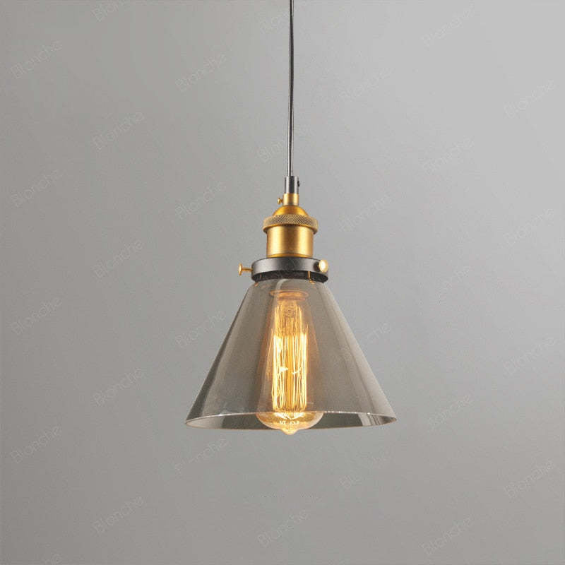 June suspension Industriel en Verre. Clair/Ambre/Gris Fumé - Neutralighting