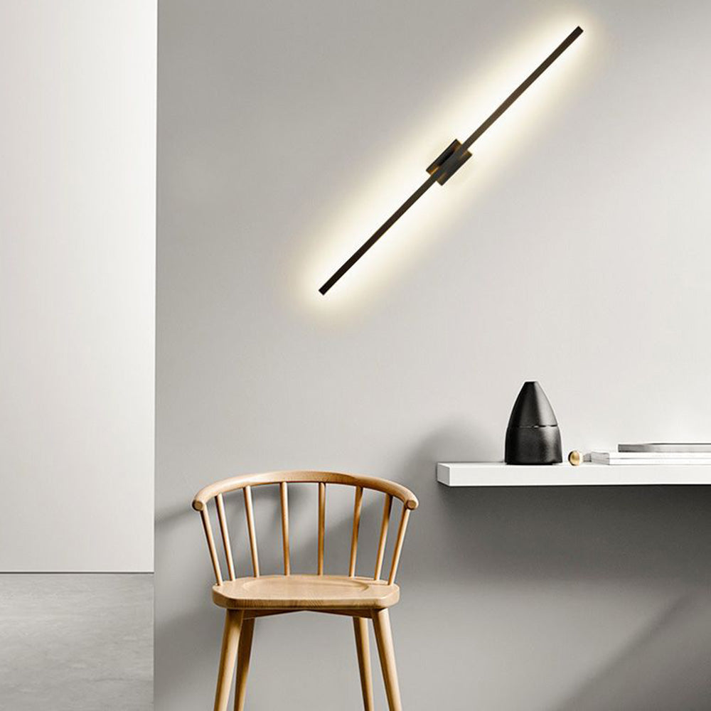 Arisha Longue Intérieur LED Applique Murale Linéaire Moderne Métal Noir Salle de Bain - Neutralighting