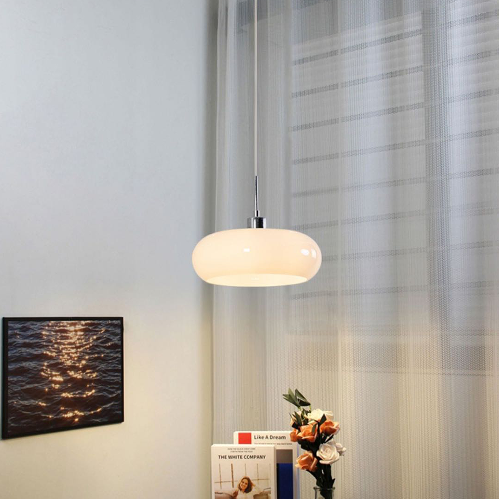 Charlotte Suspension Dôme Moderne Verre. Blanc/Orange. Salle de Bain - Neutralighting