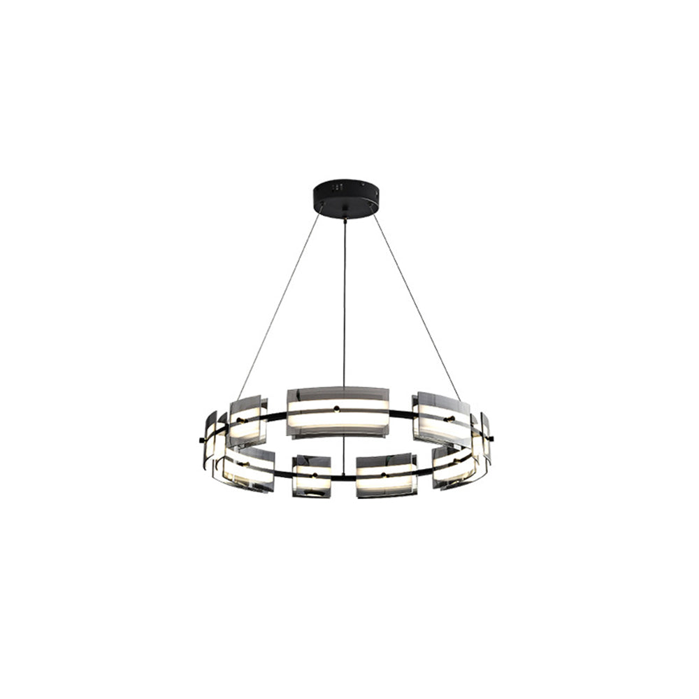 Arisha Suspension Anneau Simple, Cuivre/Verre, Noir/Or, Salon/Chambre - Neutralighting