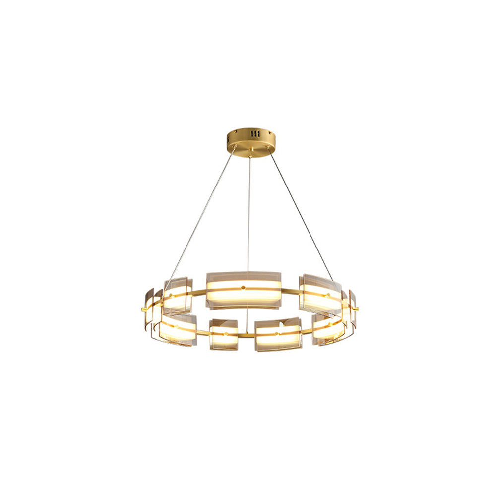 Arisha Suspension Anneau Simple, Cuivre/Verre, Noir/Or, Salon/Chambre - Neutralighting