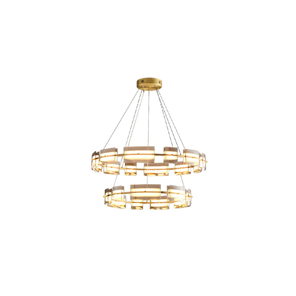 Arisha Suspension Anneau Simple, Cuivre/Verre, Noir/Or, Salon/Chambre - Neutralighting