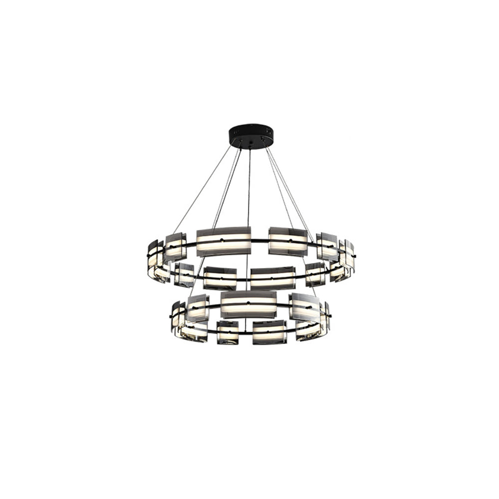Arisha Suspension Anneau Simple, Cuivre/Verre, Noir/Or, Salon/Chambre - Neutralighting