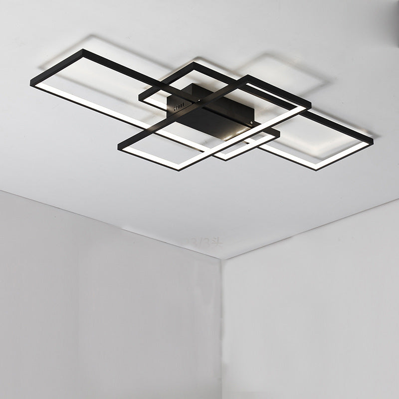 Arisha Plafonnier Rectangle Moderne, Métal/Gel de Silice, Noir/Blanc, Salon - Neutralighting