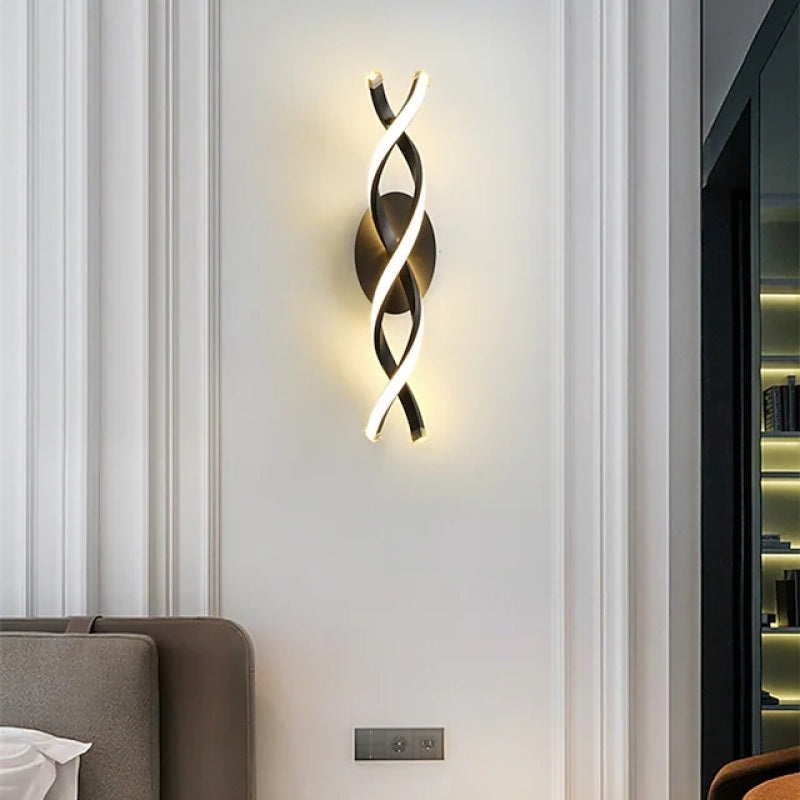 Ray Applique Murale Linéaire Simple, Métal, Noir/Or, Salon - Neutralighting