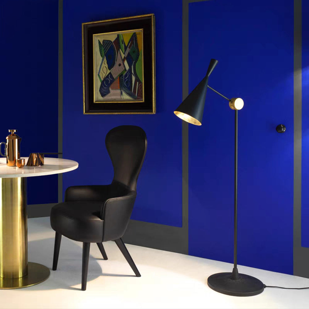 Arisha Design Lampadaire Entonnoir Minimaliste LED Noir Métal Salon - Neutralighting