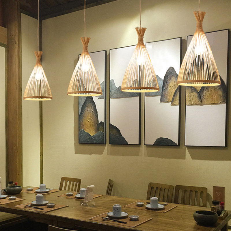 Ritta Suspension Cône Vintage, Bambo, Bois, Salon - Neutralighting