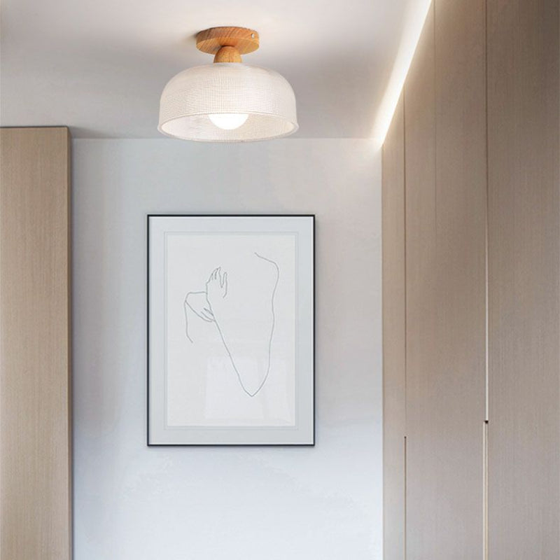 Arisha Moderne LED Plafonnier Dôme Bois Verre Salon Salle à Manger - Neutralighting