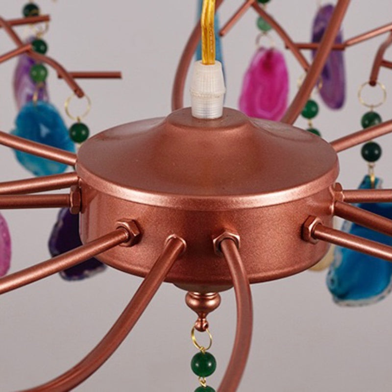 Valentina Art LED Suspension Doré Rosé Métal Pierre d'Agate Salon - Neutralighting