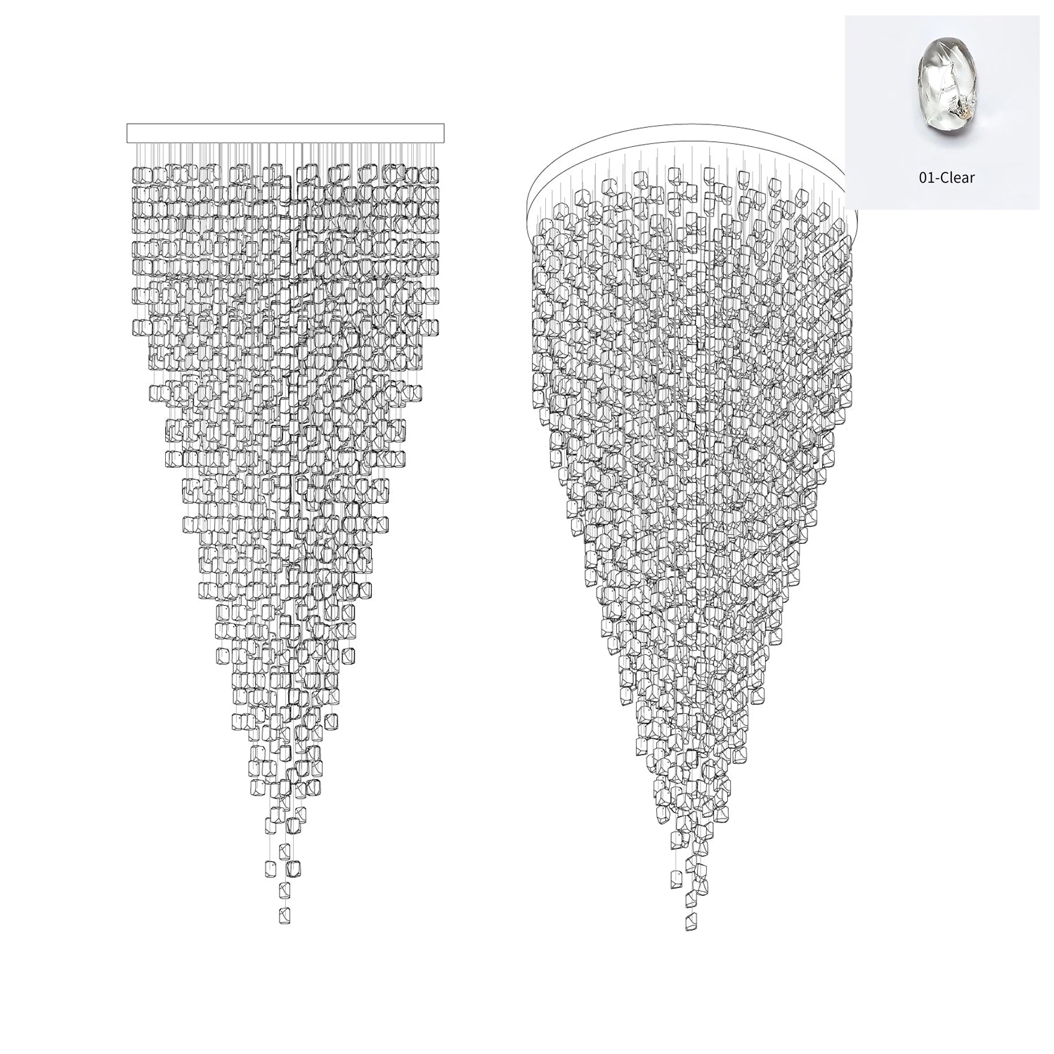 Veshaa Lustre en cristal de pierre de luxe postmoderne - Neutralighting