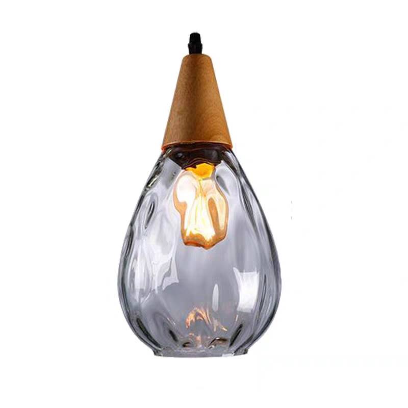 Arisha Vintage LED Suspension Ambre Verre Bois Chambre à coucher - Neutralighting