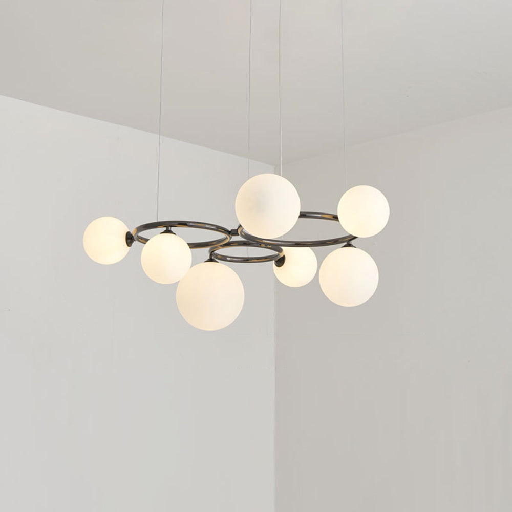 Valentina Luminaires Suspensions Anneau Moderne Métal/Verre Noir/Blanc/Gris/Doré Chambre à Coucher