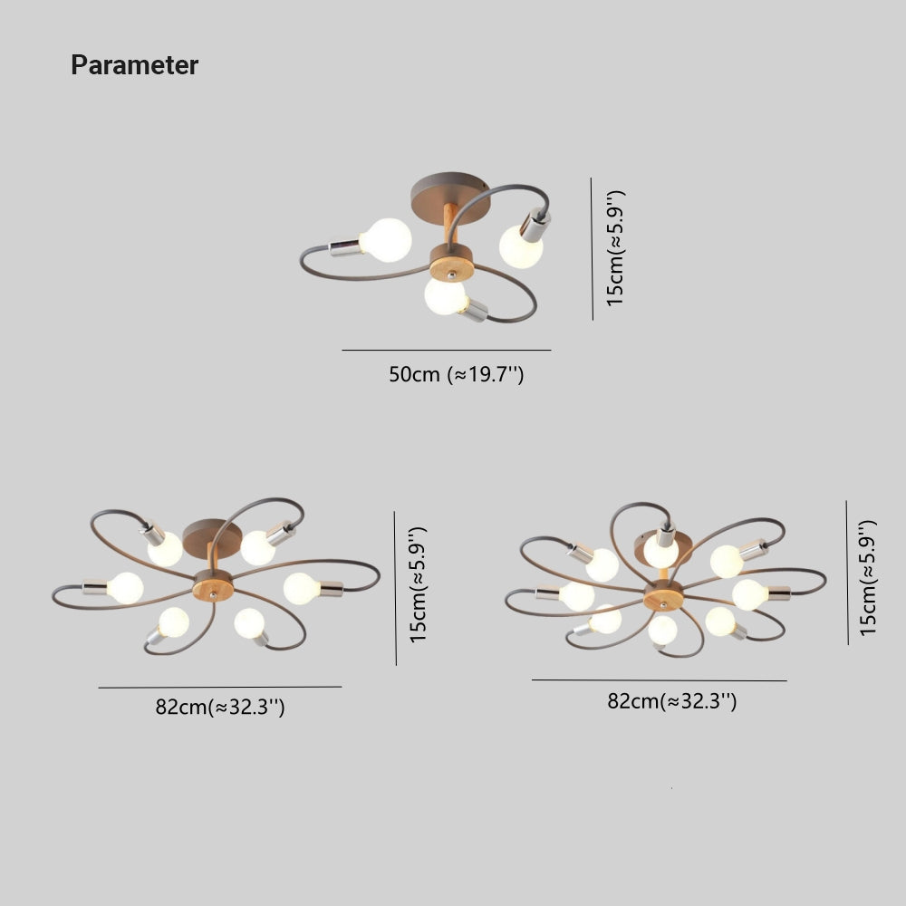 Aria Plafonnier Fleur Nordique, Metal/Verre, Vert/Gris, Chambre - Neutralighting
