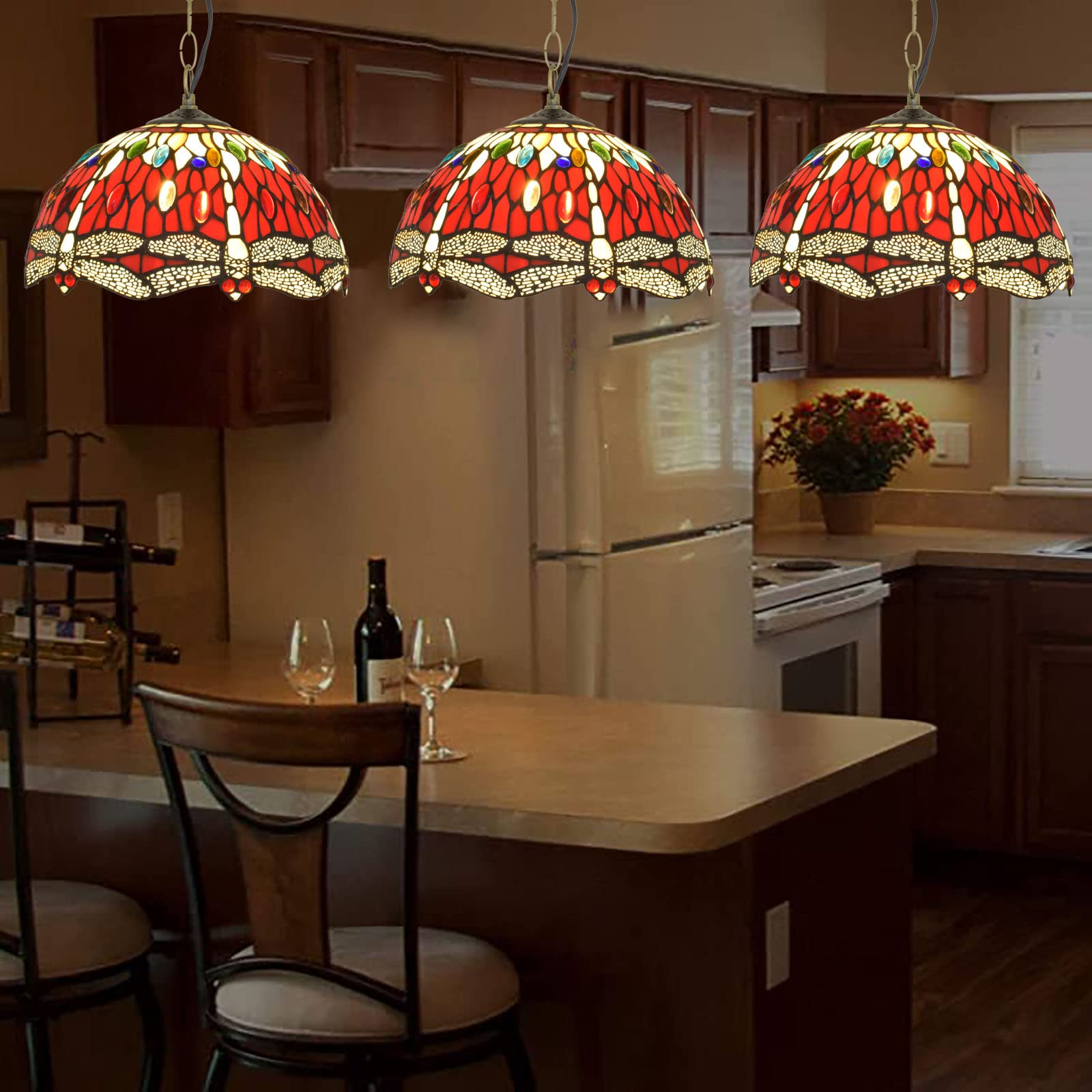 Tiffany Vintage LED Suspension Verre Chambre À Coucher/Salon - Neutralighting