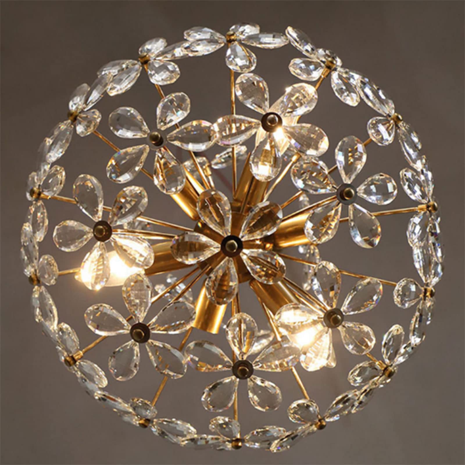 Ray Rétro Vintage Or Fleur Cristal Suspension Chambre À Coucher - Neutralighting