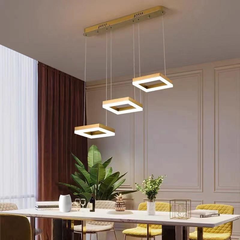 Arisha Suspension Rectangulaire Moderne, Metal/Acrylique, Or, Bureau - Neutralighting