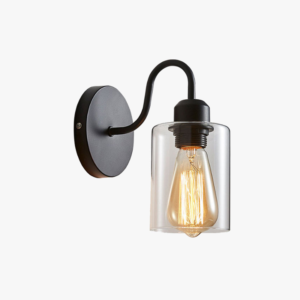 Silva Applique Murale Cylindre Rétro, Métal/Verre, Noir, Chambre - Neutralighting