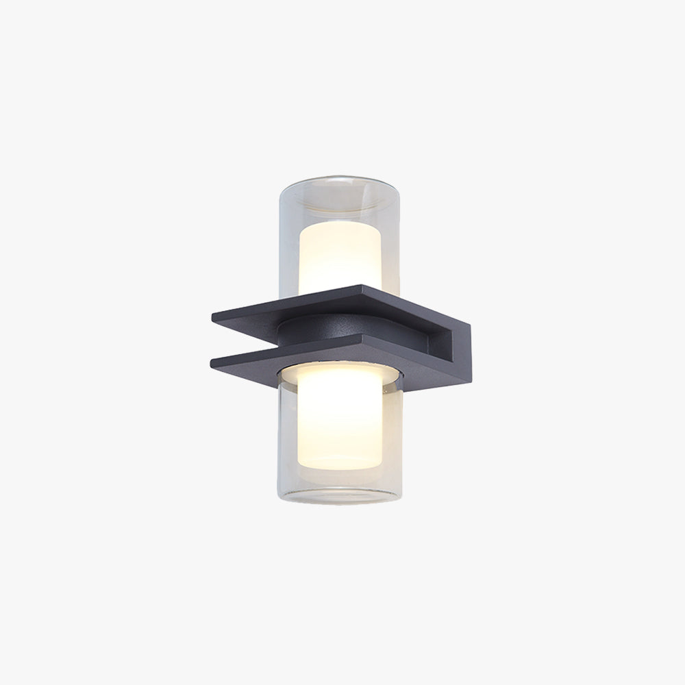 Ray Applique Murale Cylindrique Moderne, Métal/Verre, Noir, Jardin/Cour - Neutralighting