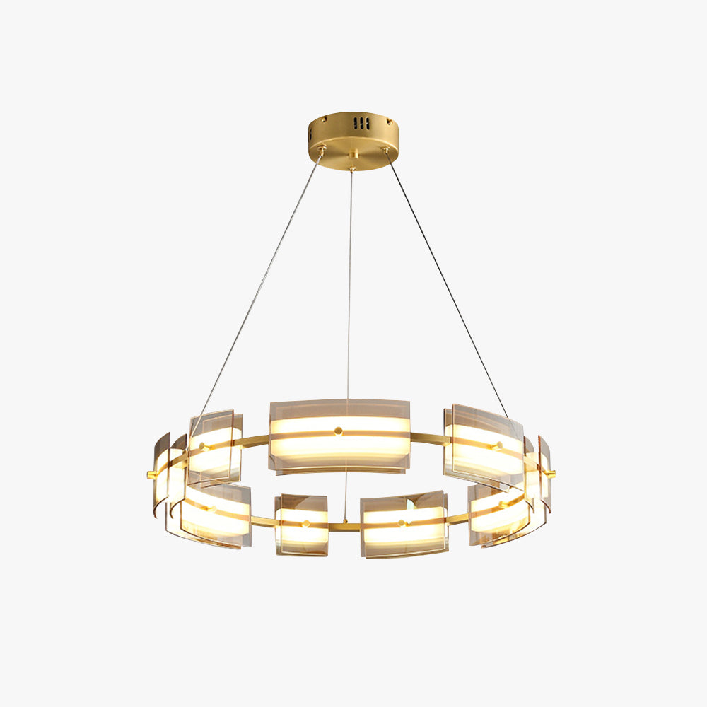Arisha Suspension Anneau Simple, Cuivre/Verre, Noir/Or, Salon/Chambre - Neutralighting