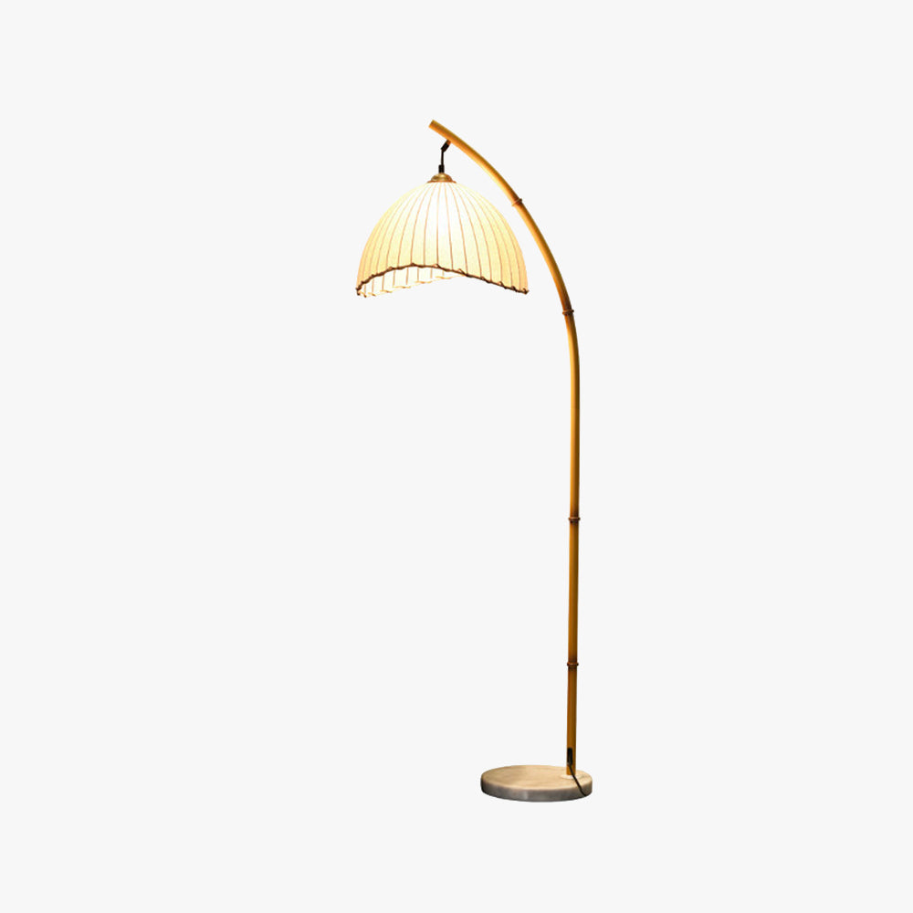 Muto Lampadaire Bambou Simple, Métal/Tissu, Blanc, Salon - Neutralighting