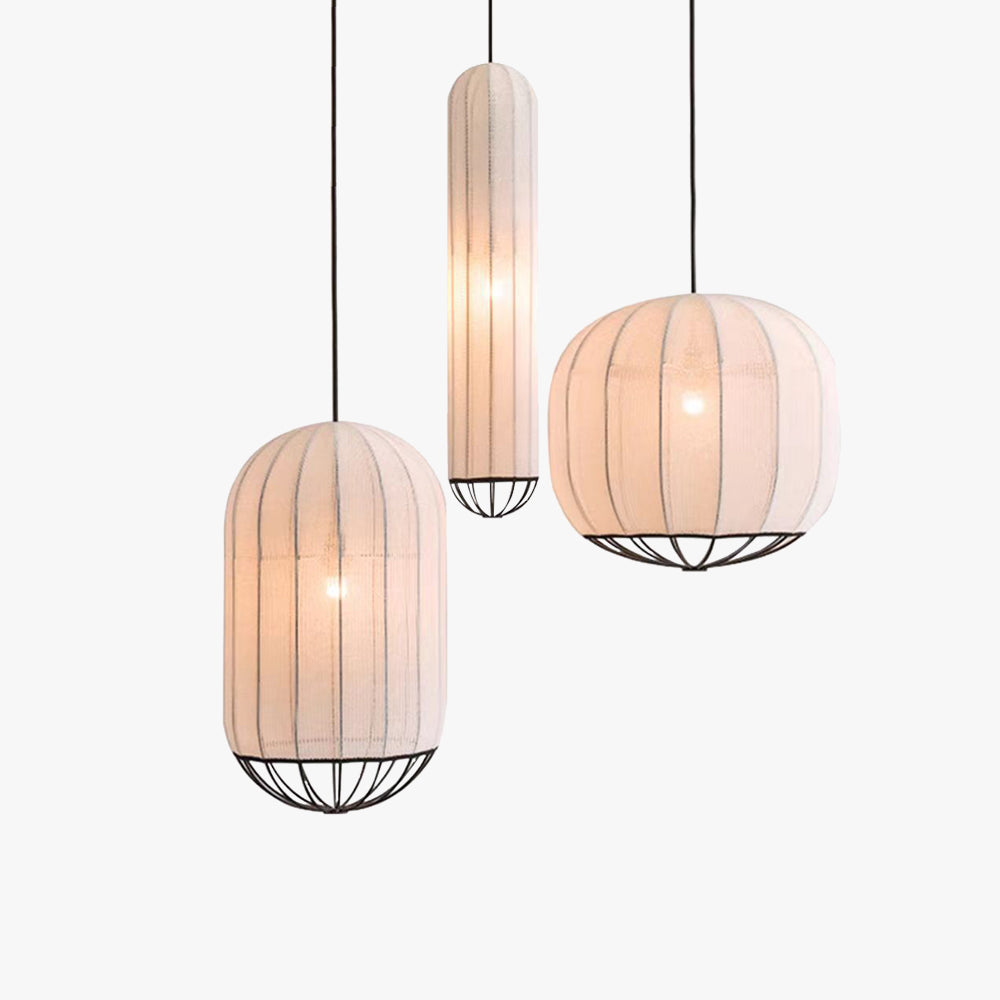 Ritta Suspension Vintage, Métal/Tissu, Blanc/Noir, Salon - Neutralighting