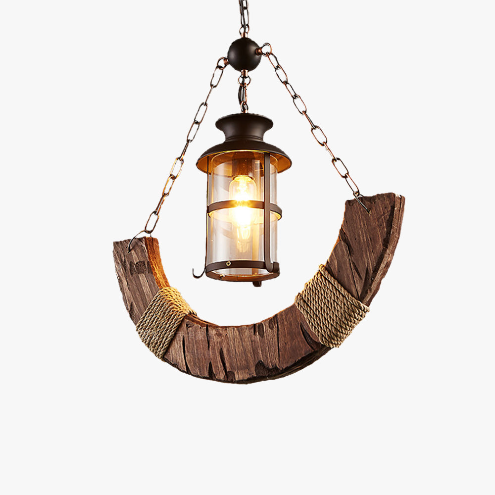Epoch Suspension Lanterne Retro, Metal/Bois, Noir/Marron, Chambre