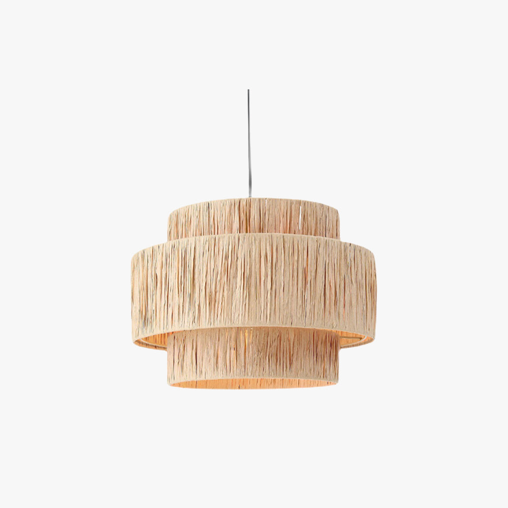 Ritta Rattam Suspension Ronde Simple, Métal/Rotin, Marron, Chambre à Coucher/Librairie - Neutralighting