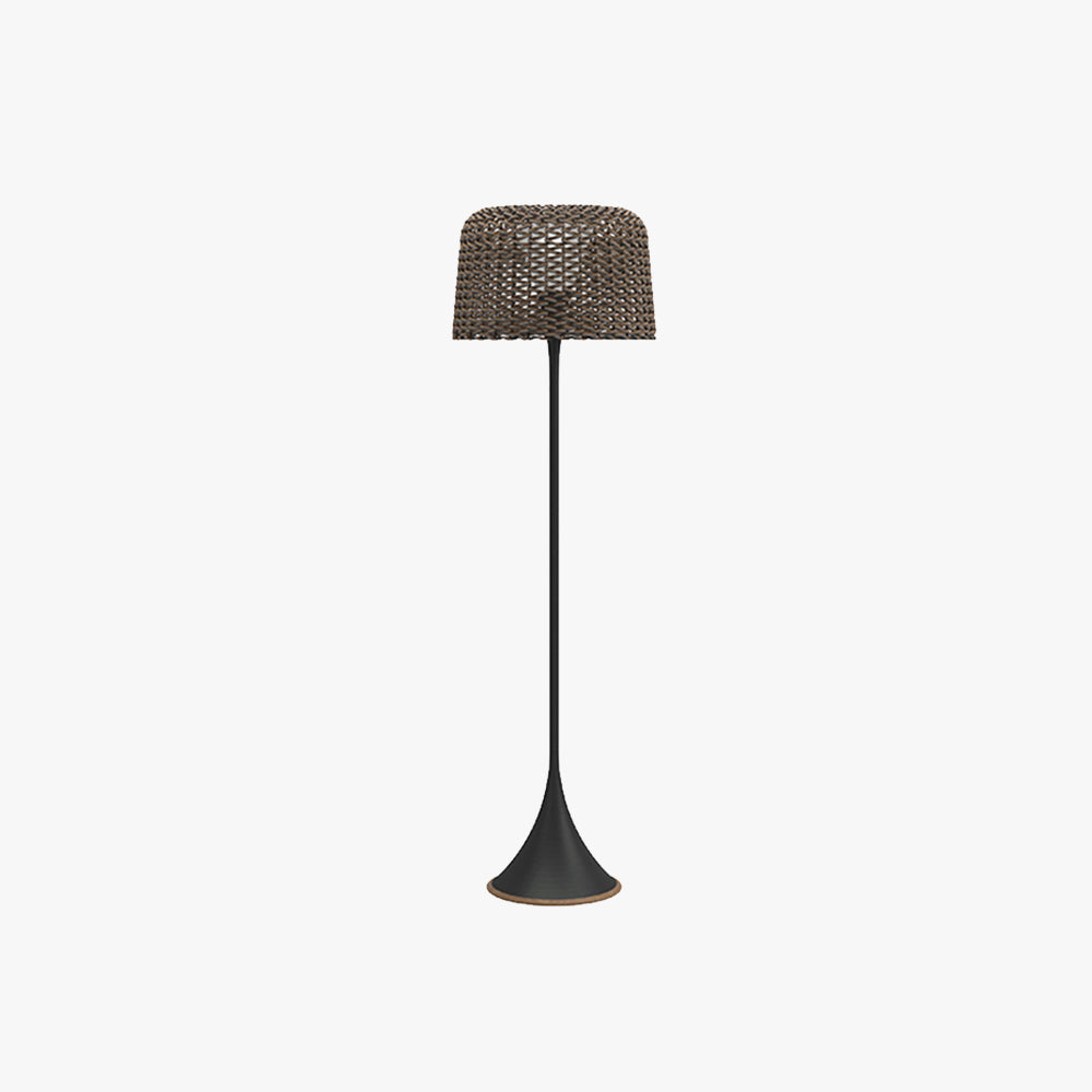 Ritta Lampadaire Cylindre Naturel, Métal/Rotin, Blanc/Noir, Balcon - Neutralighting
