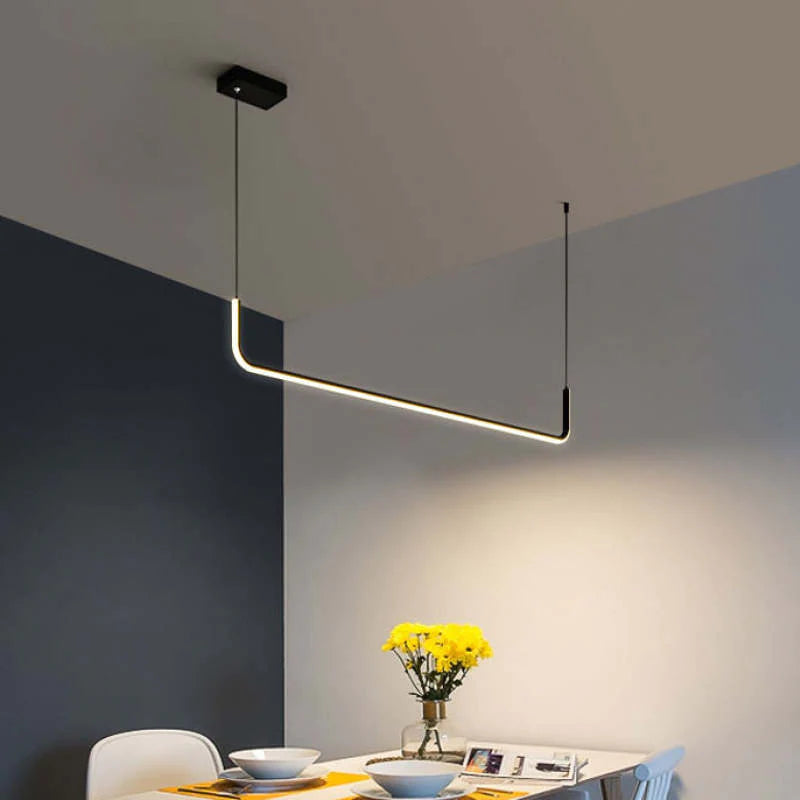 Clen Suspension Linéaire Minimaliste Or/Noir. Salon - Neutralighting